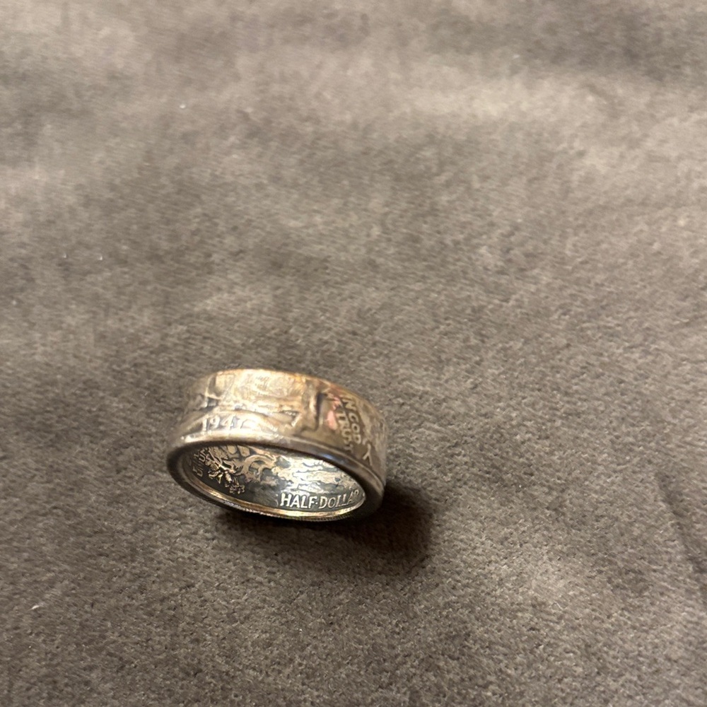 Handcrafted Half Dollar Coin Ring - Silver